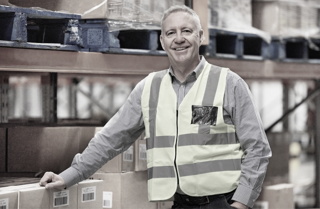 Small business owner in a warehouse