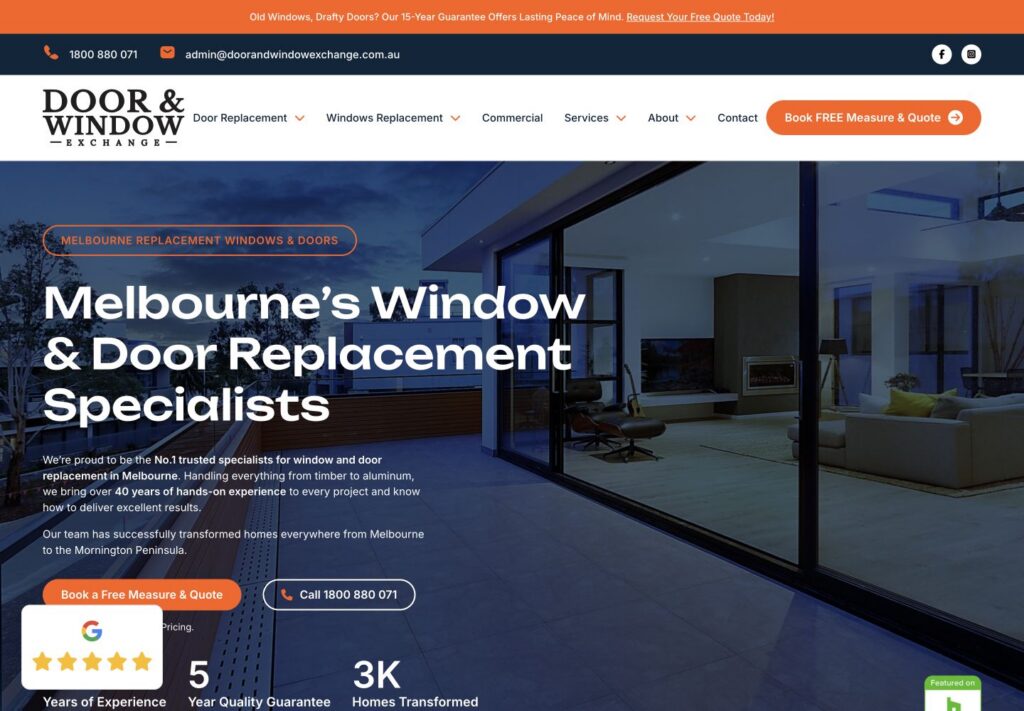 Door & Window Exchange website screenshot