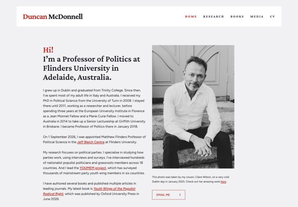 Duncan McDonnell website screenshot