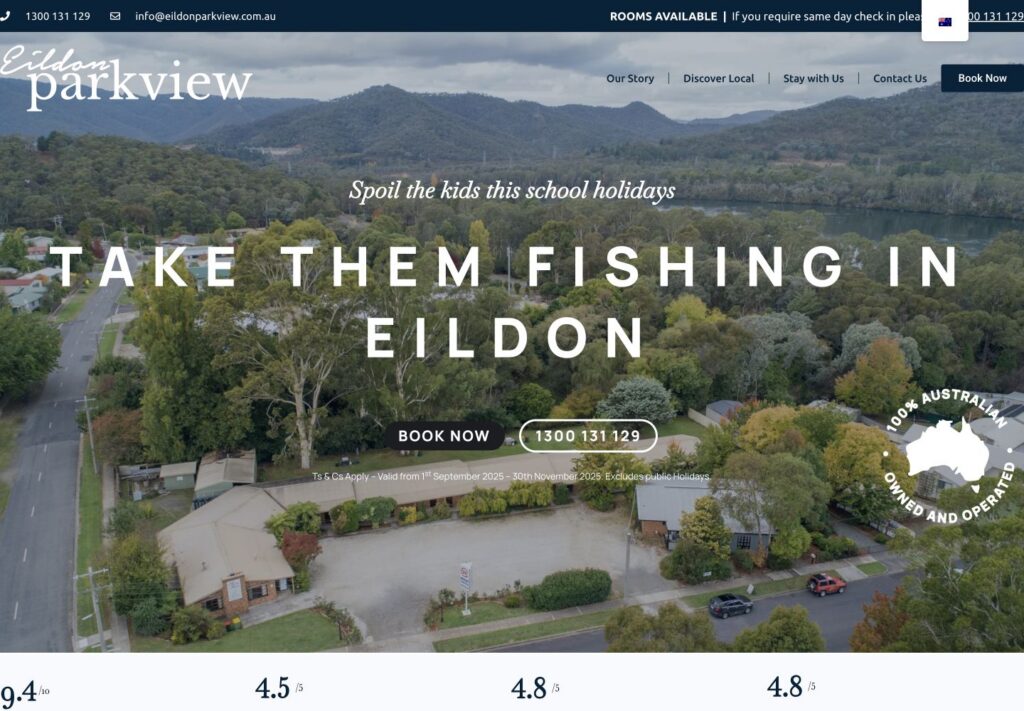 Eildon Parkview Motel website screenshot