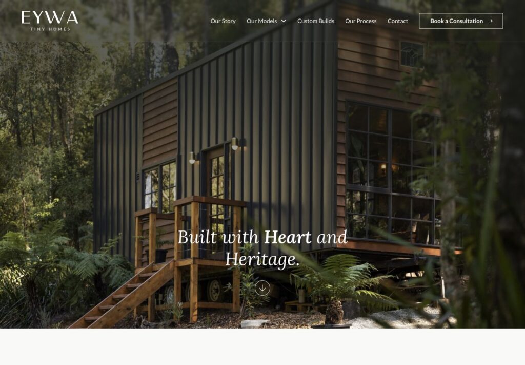 EYWA Tiny Homes website screenshot