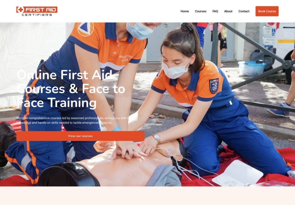 First Aid Certifiers website screenshot