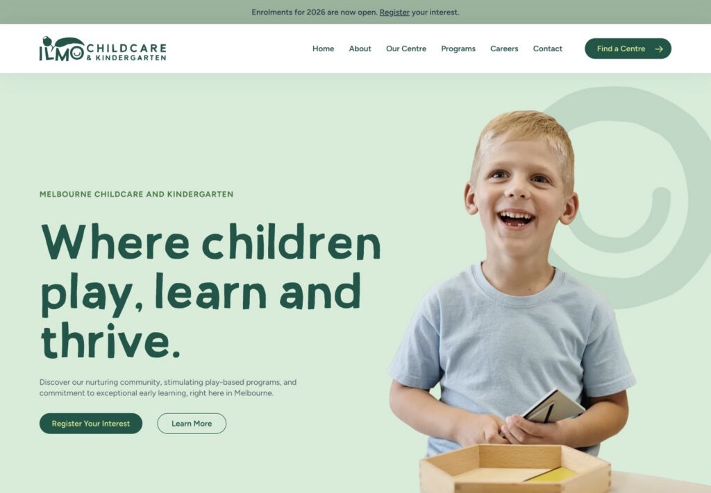 Ilmo Childcare Centre website screenshot