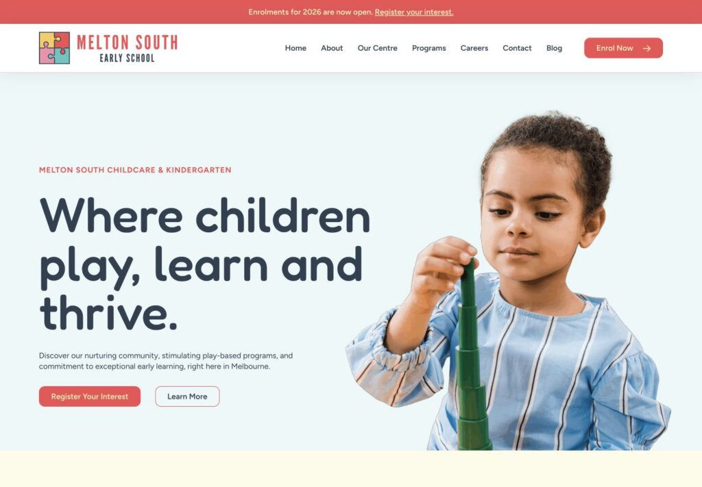 Melton South Early School website screenshot