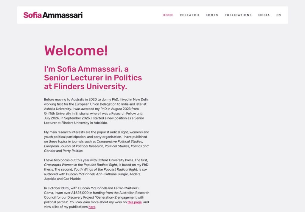 Sofia Ammassari website screenshot