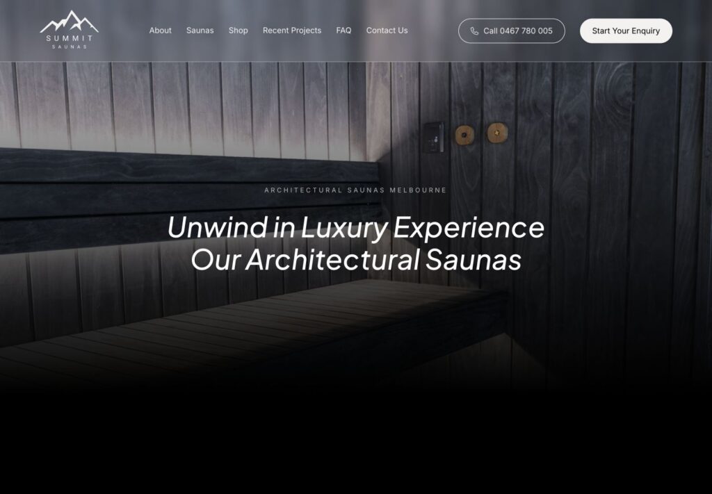 Summit Saunas website screenshot