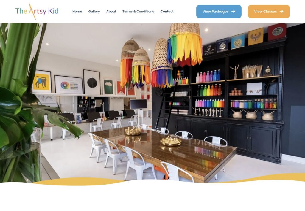 The Artsy Kid website screenshot